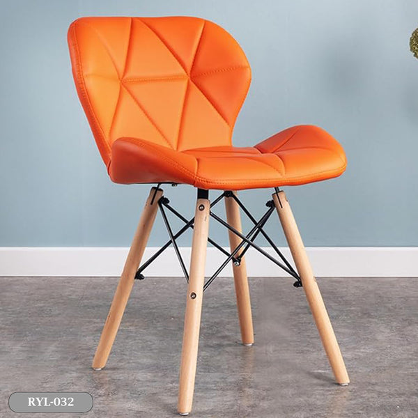 Modern upholstered leather chair with beech wood legs - RYL-032