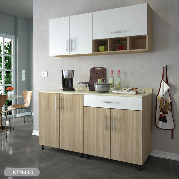 Two-piece kitchen with wood countertops and MDF wood - KYN-003