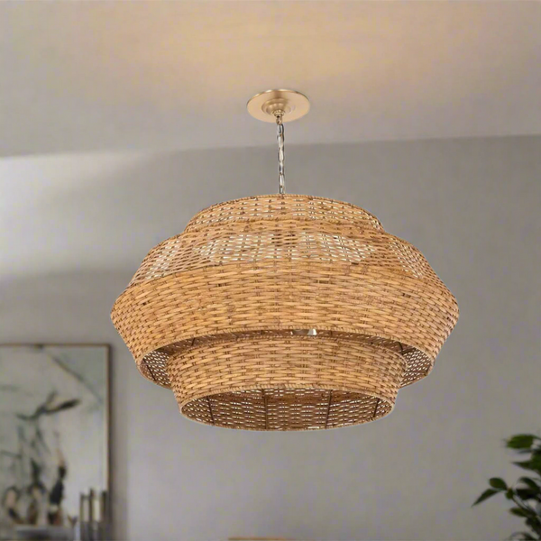 Natural Bamboo Chandelier 60x40cm - HOB-027