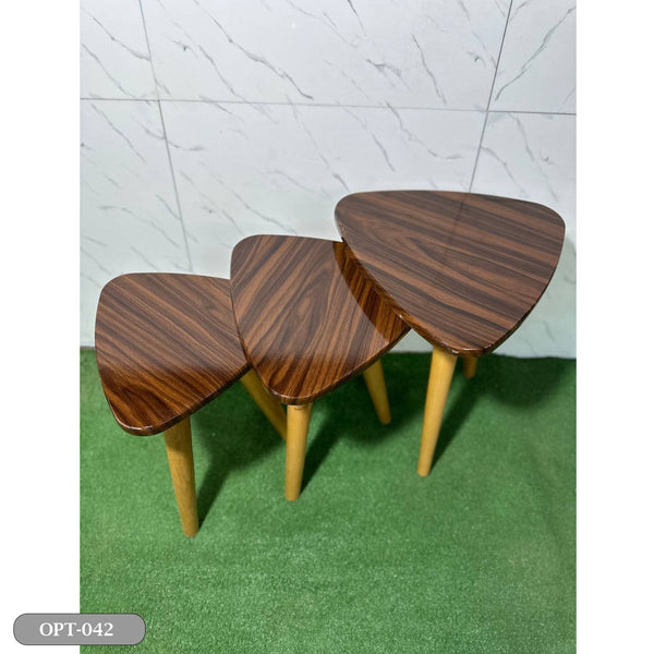 3-piece set of pressed PVC wood triangle tables - OPT-042