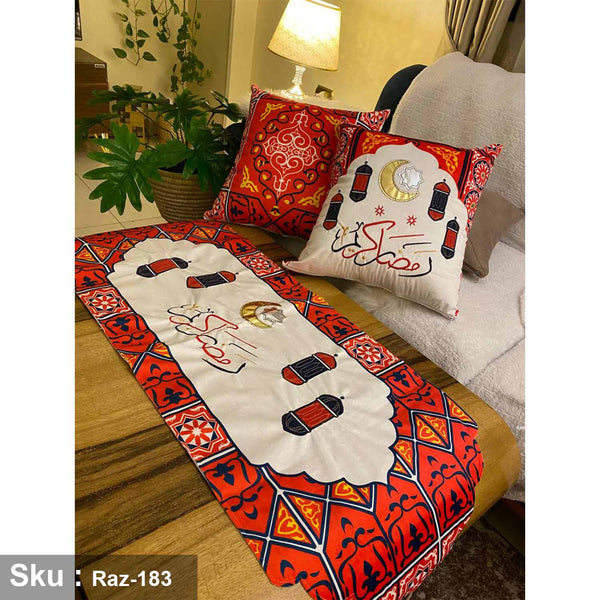 Set of 2 Cushion Covers and Velvet Bedspread - RAZ-183