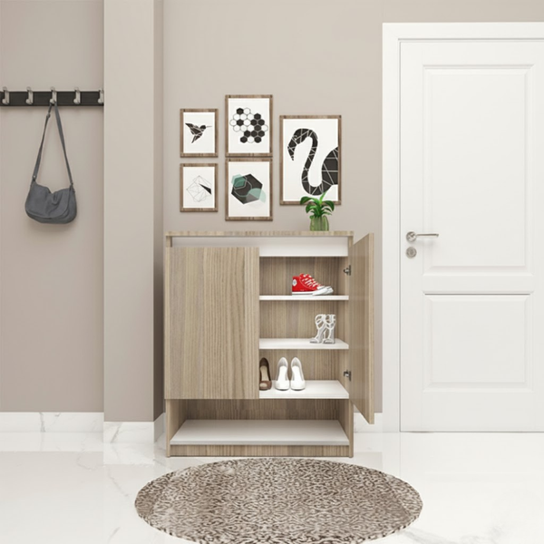 Modern Shoe Rack 2 Shelves KBA-008 made of MDF Wood – Elegant Design with 80 cm Size for Shoe Storage with a Contemporary Touch