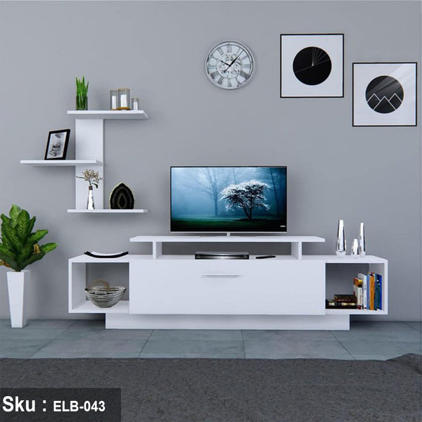 Amitra TV unit with shelving unit and MDF top shelf unit