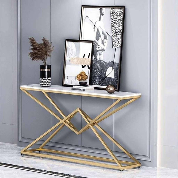 Steel coated console – natural Carrara marble top – luxurious and modern design – model ZSL-026