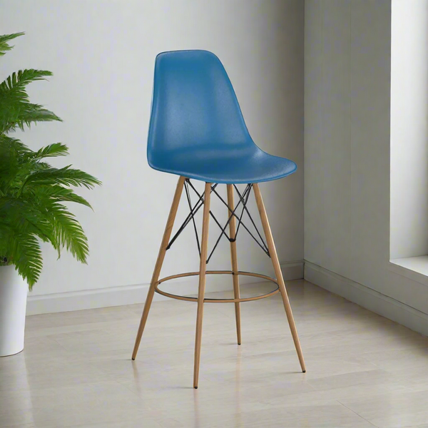 Modern acrylic bar stool with beech wood legs - RYL-021