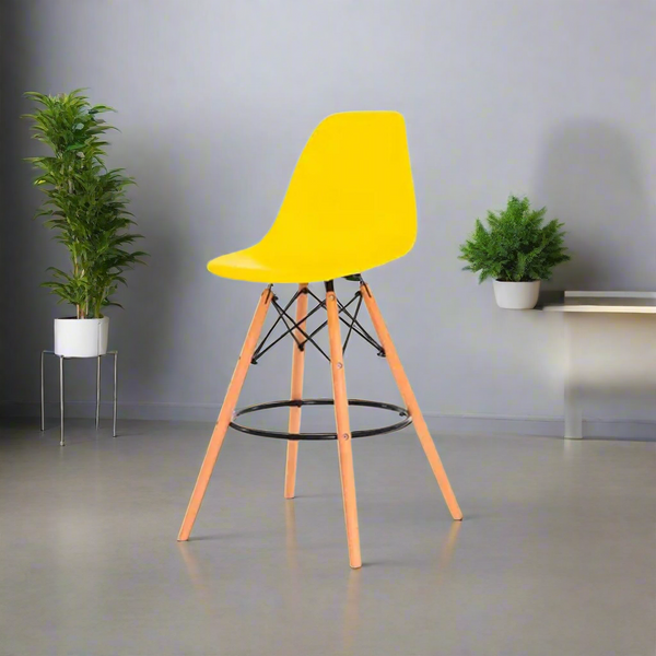 Modern acrylic bar stool with beech wood legs - RYL-020