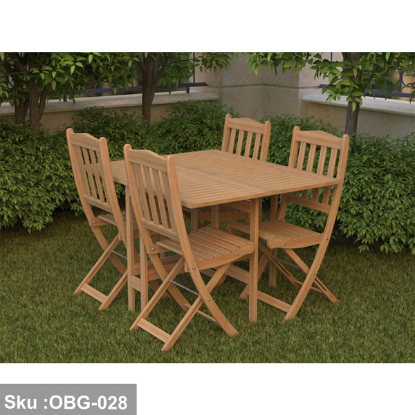 Set of 4 chairs + red beech wood table - OBG-028