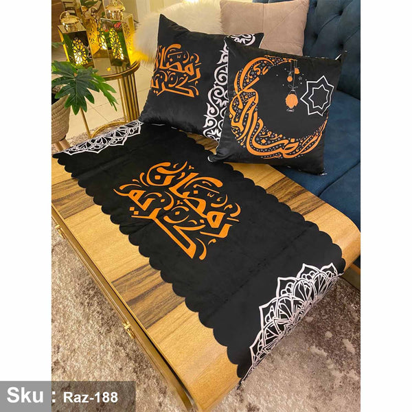 Set of 2 Cushion Covers and Velvet Bedspread - RAZ-188