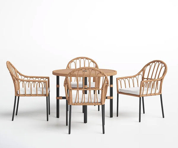 Dining set 4 chairs and table of rattan - OS-241