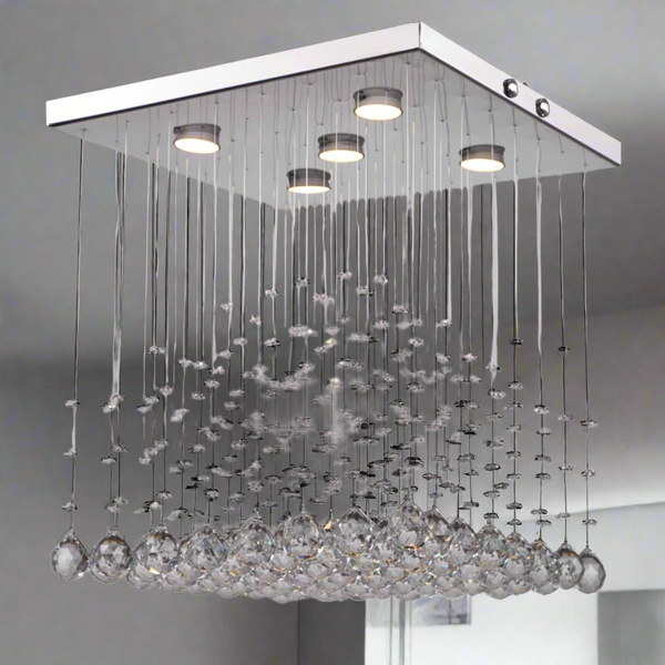 Chandelier stainless and crystal 45x45cm - NGF-012