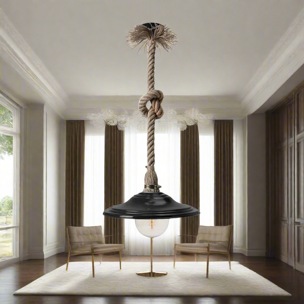 Rope and metal chandelier for interior decoration - ELF-122