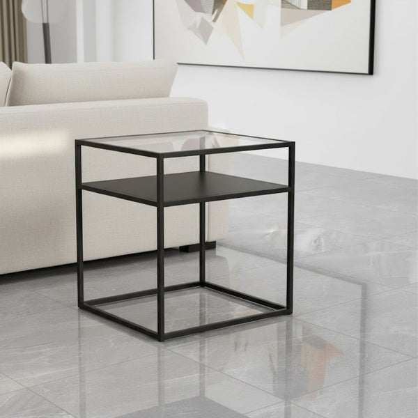 Side table coated steel – glass and MDF surface – elegant modern design – model ZSL-003