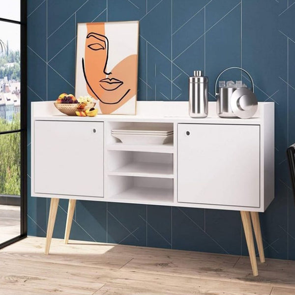 White and beige MDF buffet - 80 x 120 x 40 cm - OSM-571