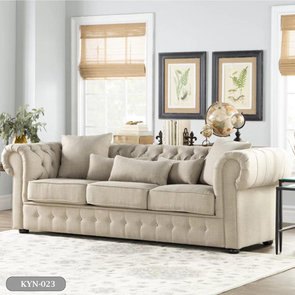 Beech wood sofa with linen or velvet fabric - KYN-023