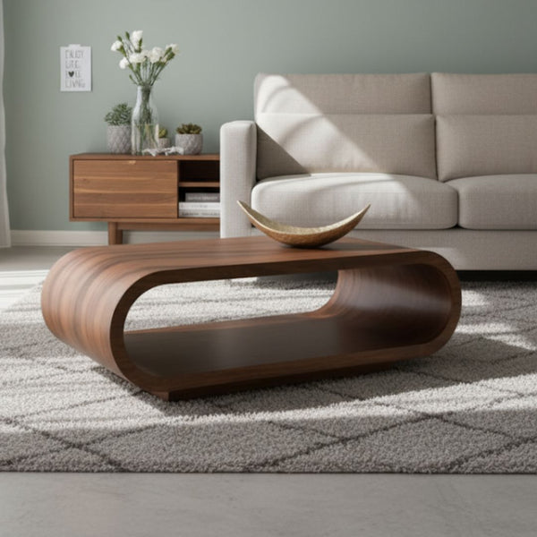 Side wooden counter table with natural veneer and oyster paint – Model CHW-072