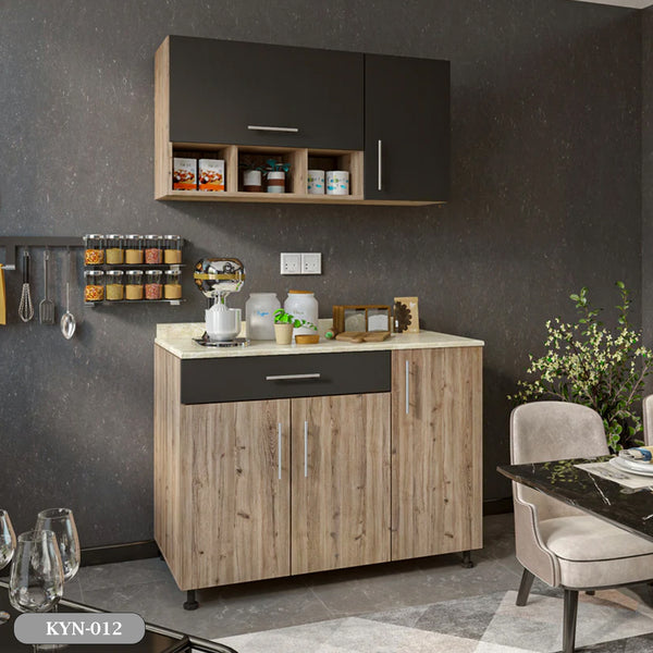 Two-piece kitchen with wood countertops and MDF wood - KYN-012