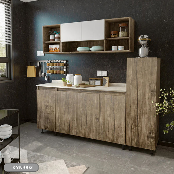 Two-piece kitchen with wood countertops and MDF wood - KYN-002