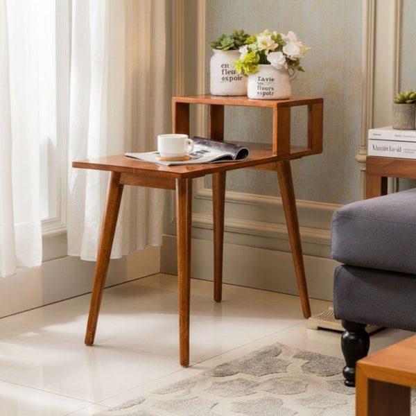 Side table counter wood and musky legs with duko paint + oyster – model CHW-073