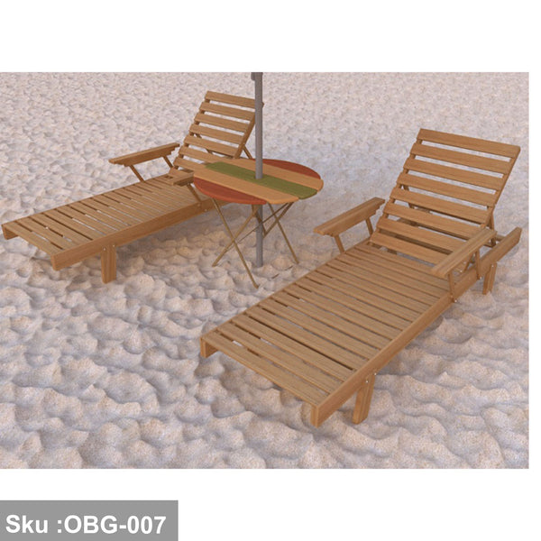 Red Beech Wood Chaise Lounge - OBG-007