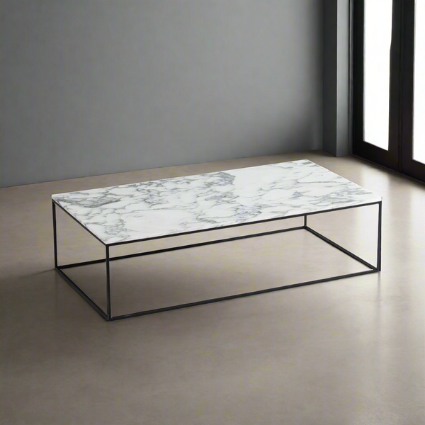 Wooden coffee table with marble PVC layer - OUBE-089