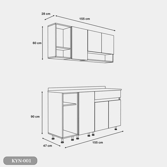 مطبخ مكون من قطعتين خشب كونتر على MDF عالي الجودة – تصميم عصري شامل الرخامة