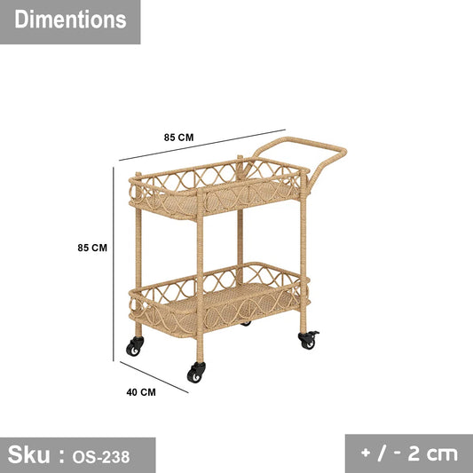 Wheeled trolley made of rattan-OS-238