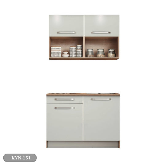 مطبخ مكون من قطعتين خشب كونتر على MDF عالي الجودة – تصميم عصري أنيق مع 3 أرفف هدية