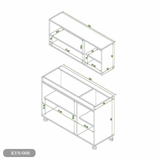 مطبخ قطعتين خشب كونتر و خشب ام دي اف - KYN-008