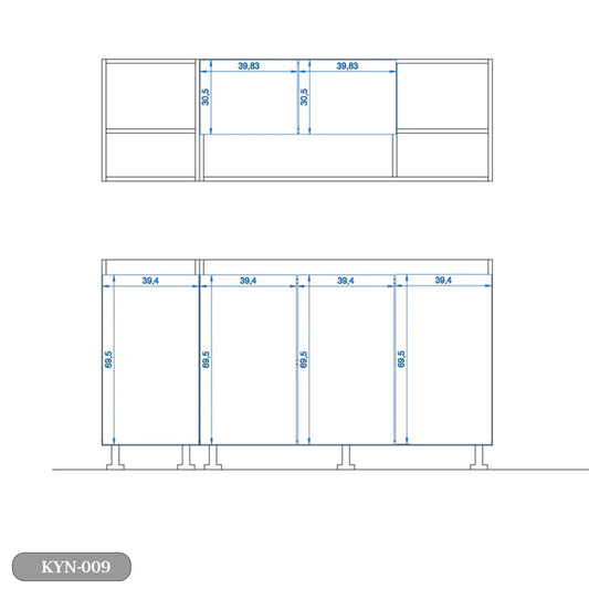 مطبخ قطعتين خشب كونتر و خشب ام دي اف - KYN-009
