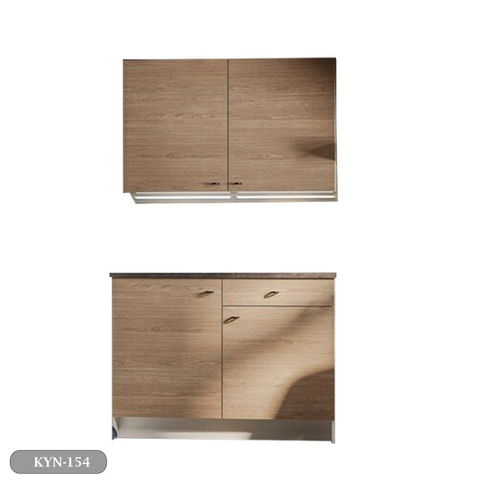 مطبخ مكون من قطعتين خشب كونتر على MDF عالي الجودة – تصميم عصري أنيق مع 3 أرفف هدية