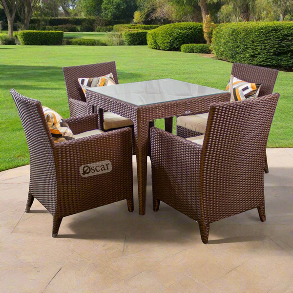 Rattan dining set, 4 chairs and a table
