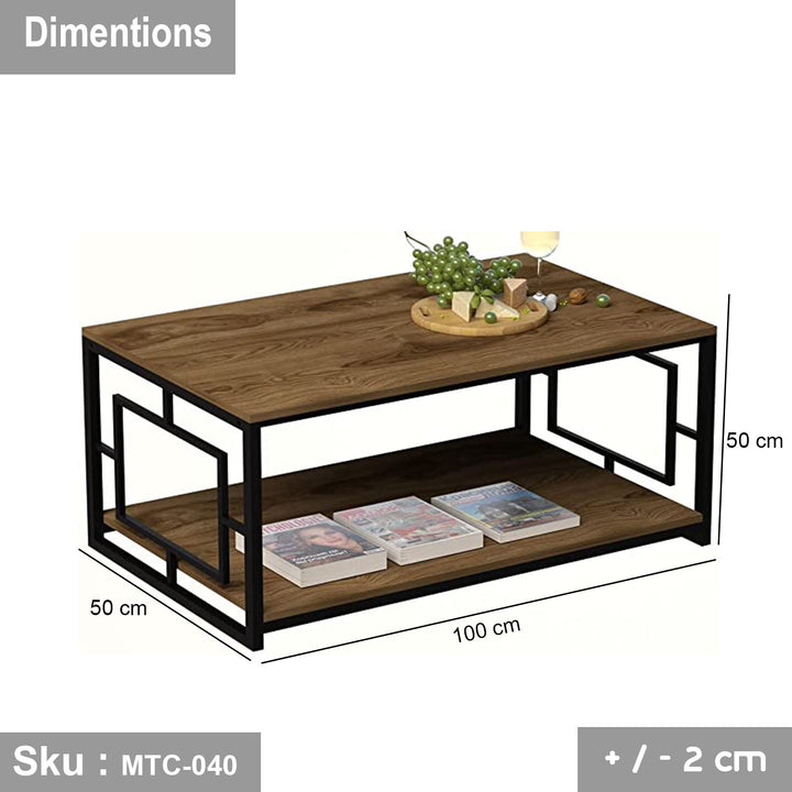 ترابيزة قهوة حديد وخشب ملامين - MTC-040 - اوسكار رتان