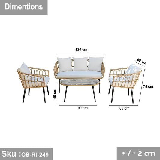 Sydney One Rattan Set for 4 persons