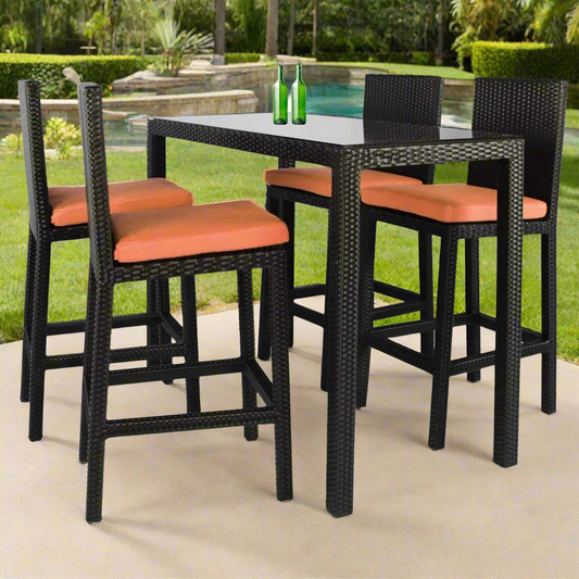 Wesley rattan bar set accommodates 4 people