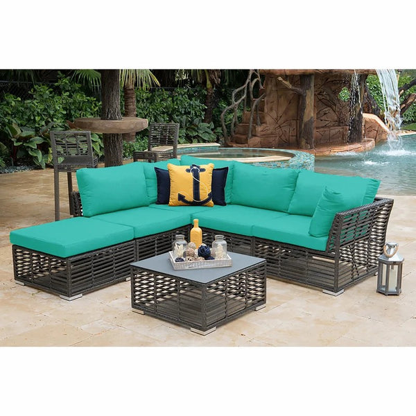 Acacia rattan corner set for 5 people