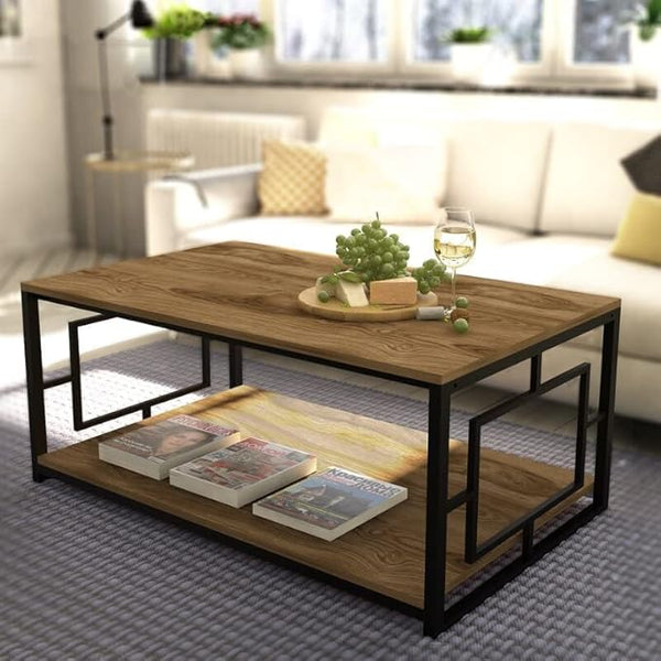 Iron and Melamine Wood Coffee Table - MTC-040