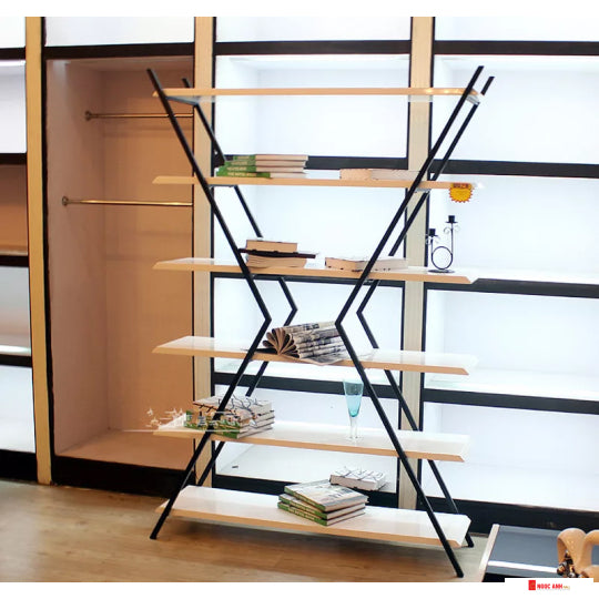 Steel and wood shelving unit - SRS-057