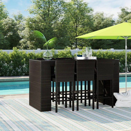 Fernando rattan bar set accommodates 6 people.