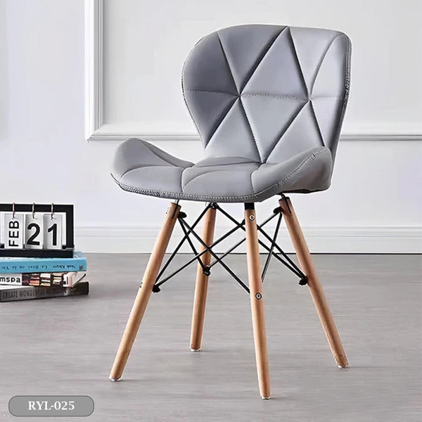 Modern upholstered leather chair with beech wood legs - RYL-025