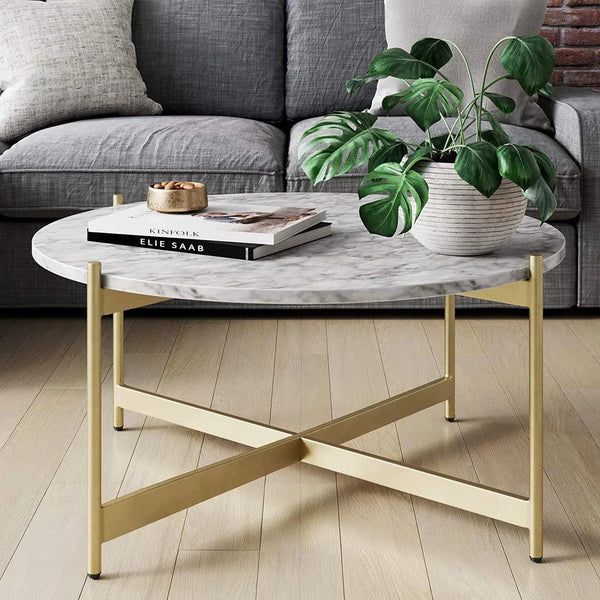 illy coffee table, 80 * 45, golden marble