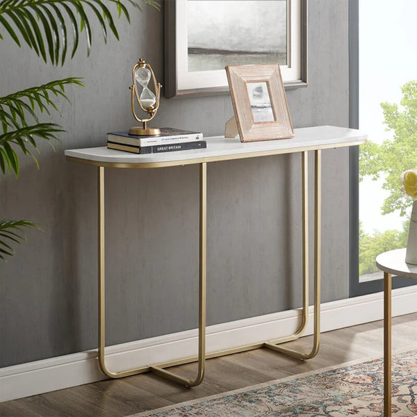 Terry console with electrostatic paint and golden marble