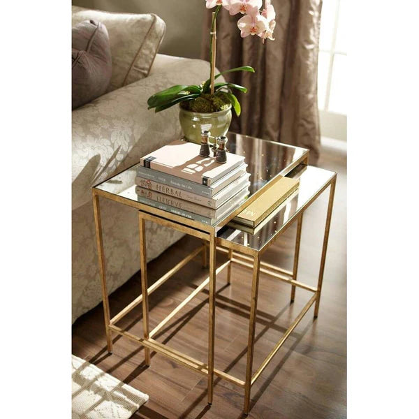 Patrika side table, iron, electrostatic paint and mirror glass