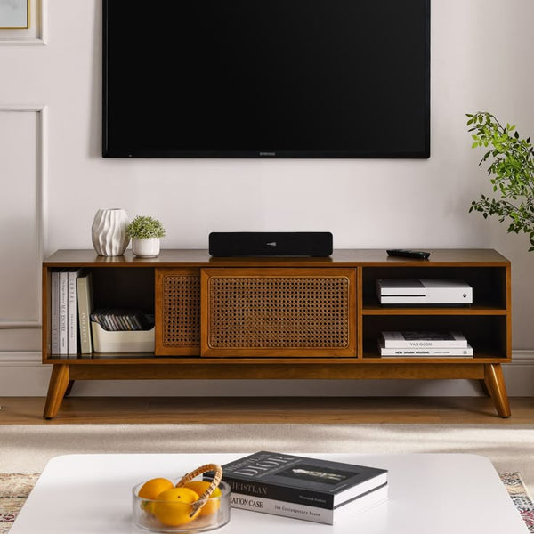 Wooden TV Unit with Natural Arrow Veneer Counter – Model CHW-173 from Oscar Furniture