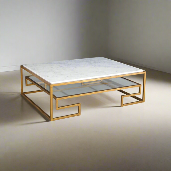Kimberly coffee table 90 * 50 cm, marble and glass