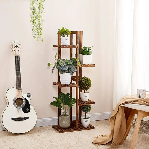 Wooden stand holder for garden flowers