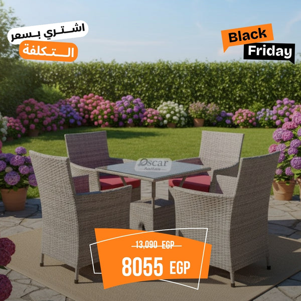 Studio rattan dining set for 4 persons
