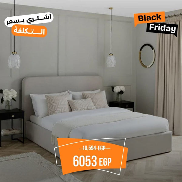 Wooden counter bed upholstered in Hammer plush fabric  - KYN-100