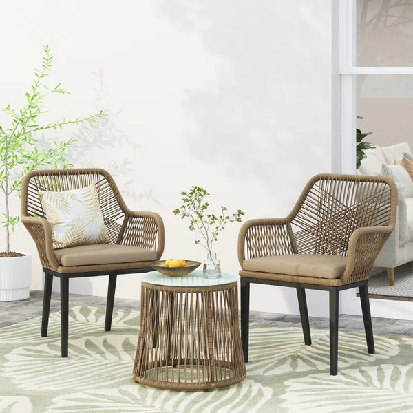 Set of 2 chairs and a table made of ropes - OS-251