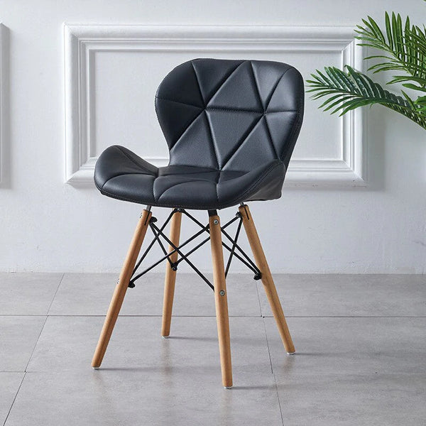 Modern upholstered leather chair with beech wood legs - RYL-024