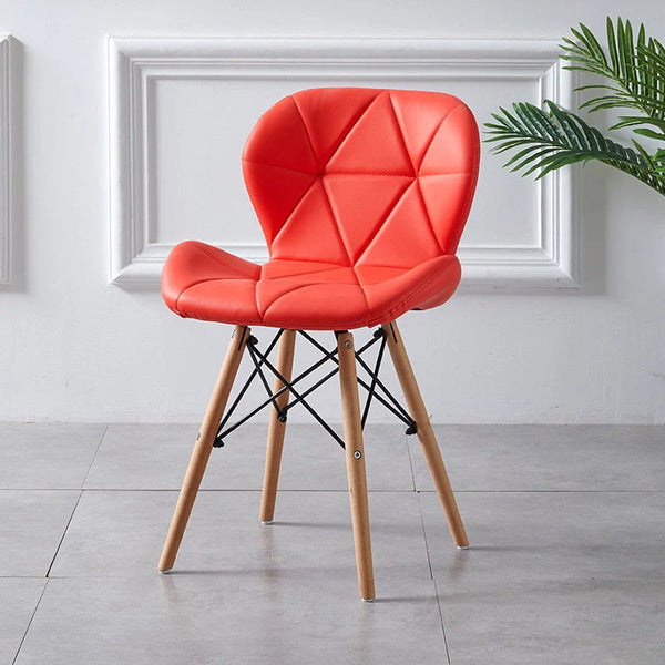 Modern upholstered leather chair with beech wood legs - RYL-026